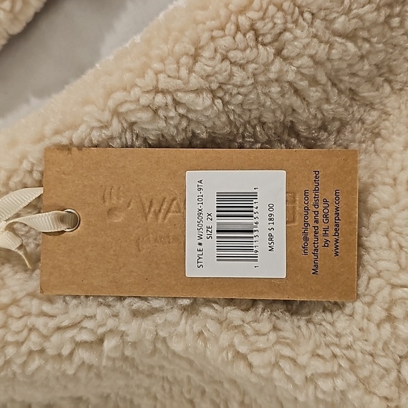 NWT Bearpaw Sherpa Fleece Mid Length Women's Coat. Button Closure, Cream Size 2X - Picture 5 of 9